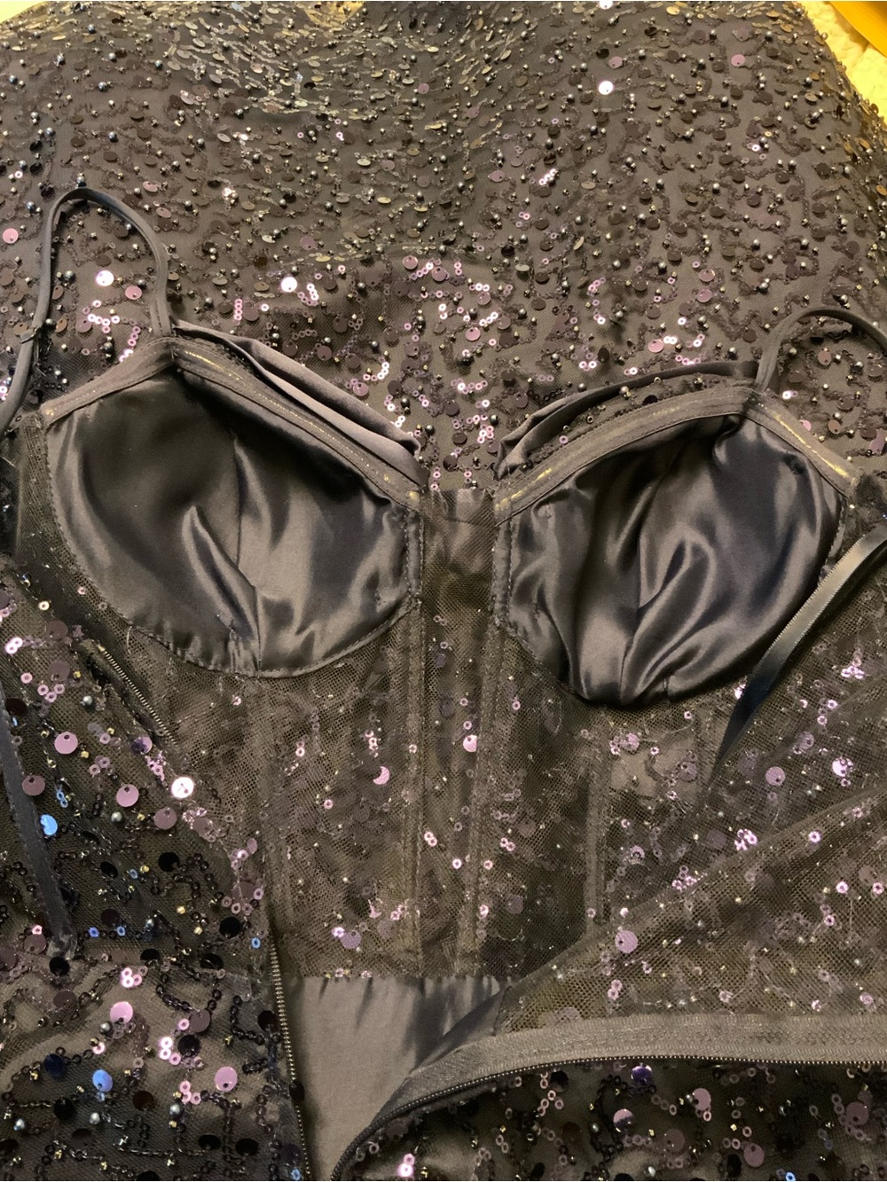 B Darlin Navy Sequin Bow-Front Maxi Dress - Picture 11 of 11